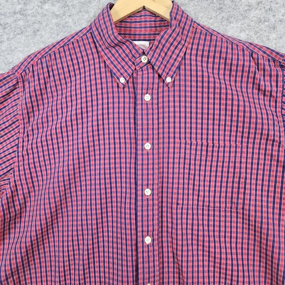 Brooks Brothers 346 Red & Blue Checks Size L Button Up/Down Cotton Dress Shirt - Picture 2 of 16